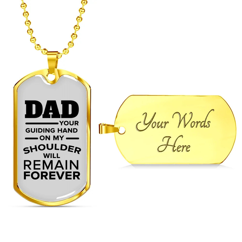 Dad Your Guiding Hand Dog Tag Love Dad Personalized Engraved Gold Dog Tag Neckl